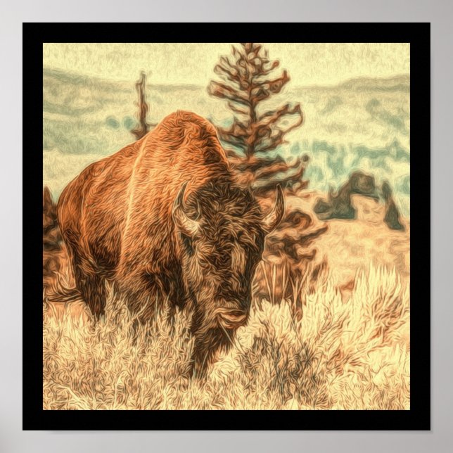 Vild Woodland Bison Poster (Framsidan)