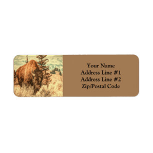 Vild Woodland Bison Returadress Etikett