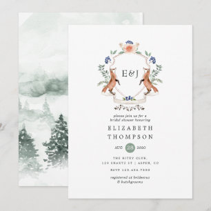 Vild Woodland Laurel Vapensköld Monogram Möhippa Inbjudningar