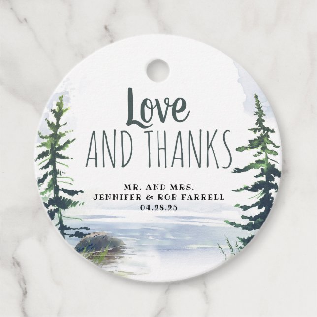 Vild Woodsy Nature Kärlek och Tack Bröllop Gåvor Etiketter (Framsida)