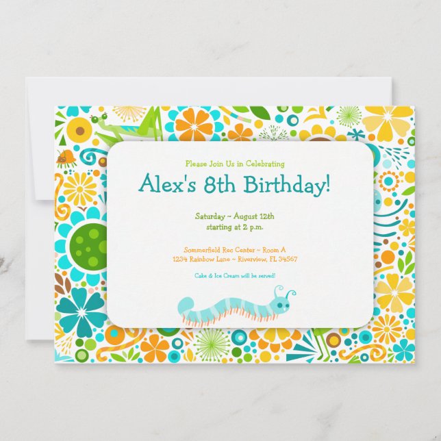 Vild World Cute Kryp Party Inbjudningar (Framsida)