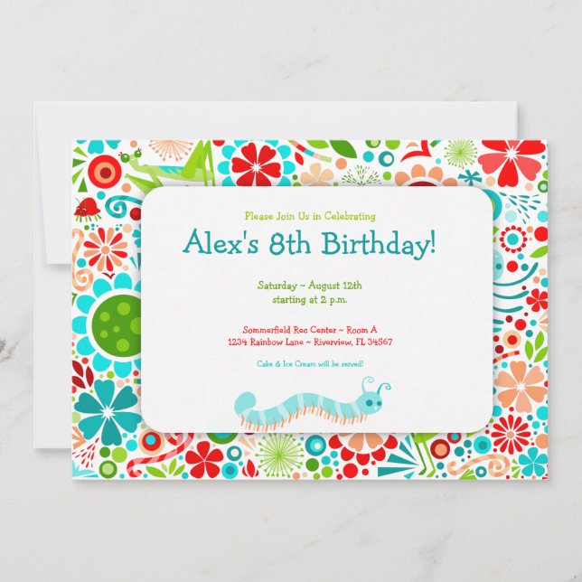 Vild World Cute Kryp Party Inbjudningar (Framsida)