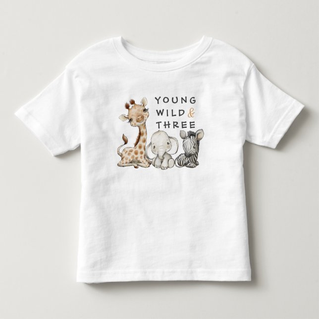 Vild Young och trefödelsedagsjungle Baby T-Shirt (Framsida)