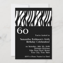 Vild Zebra Black med 60-partsinbjudningar Inbjudningar