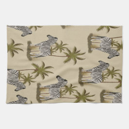 Vild Zebra & Handflatan Träd Kökshandduk