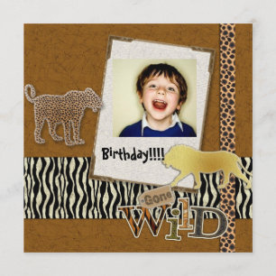 Vild Zebra Safari Zoo Birthday Photo Investigation Inbjudningar