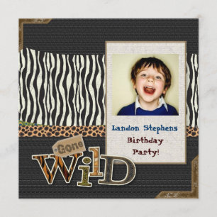 Vild Zebra Safari Zoo Birthday Photo Investigation Inbjudningar