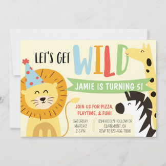 Vild Zoo Party Animals Birthday Investigation Inbjudningar