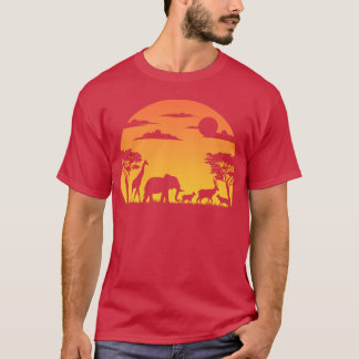 Vilda afrikanska djur Safari Solnedgång vänner T Shirt