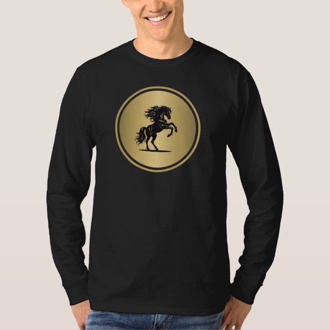 Vilda Andens Gyldene Bockspringande Häst T-Shirt (Framsida)