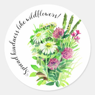 Vilda ängsblommor sprider vänlighet runt klistermärke