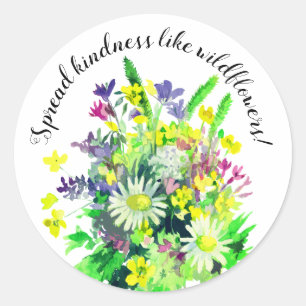 Vilda ängsblommor sprider vänlighet runt klistermärke