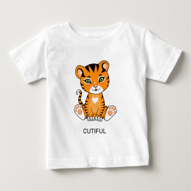 Vilda baby tiger djur tecknad t-shirt (Framsida)