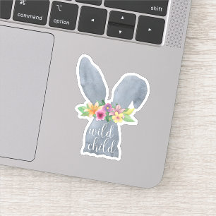 Vilda barn Cute Bunny Öron Flower Krona Citat Klistermärken