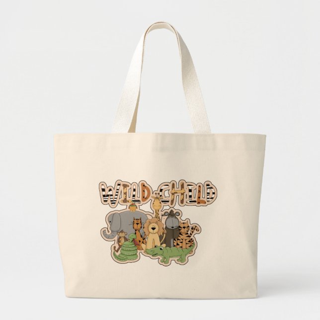 Vilda barnjungle Tote/Diaper Bag Jumbo Tygkasse (Framsidan)