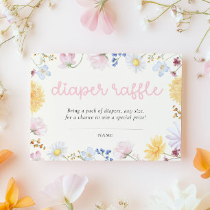 Vilda blomma Baby Shower Blöja Lotteri Biljett Tilläggskort