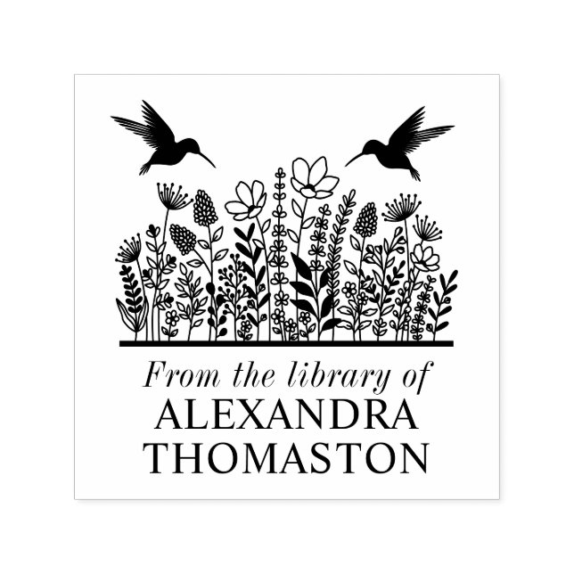 Vilda blommor #2 Kolibri Biblioteksboknamn Självfärgande Stämpel (Design)
