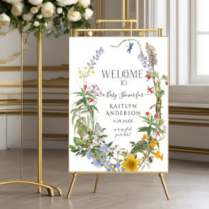 Vilda blommor Akvarell Blommig Välkommen Bebis-bab Poster