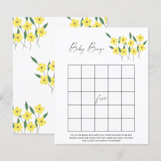 Vilda blommor Baby Bingo spel (Fram/baksida)