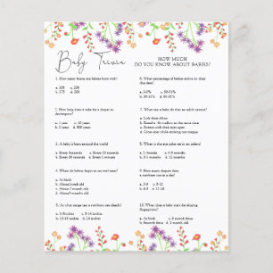 Vilda blommor Baby Fakta Baby Shower Spel