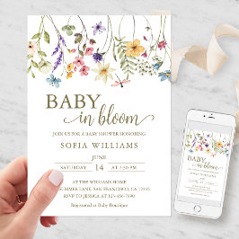 Vilda blommor Baby i blomning Baby Shower-inbjudan Inbjudningar