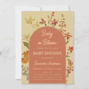Vilda blommor Baby in Bloom Shower Floral Arch Inbjudningar