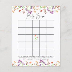 Vilda blommor Baby shower bingo spel