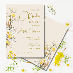 Vilda blommor Baby Shower Blommig Akvarell  Inbjudningar