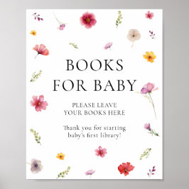 Vilda blommor Baby Shower Böcker för bebis  Poster