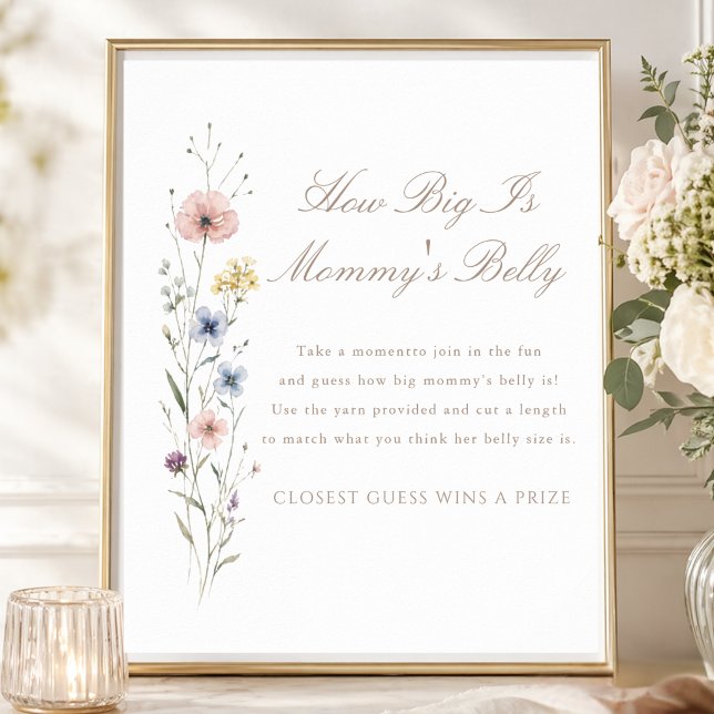 Vilda blommor Baby Shower Hur stor är mammans mage Poster (Skapare uppladdad)