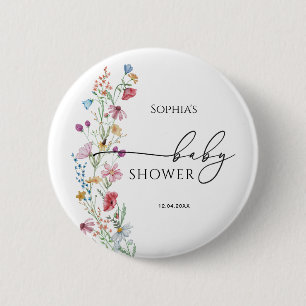 Vilda blommor baby shower knapp