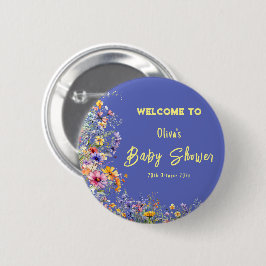 Vilda blommor Baby Shower-knapp Knapp