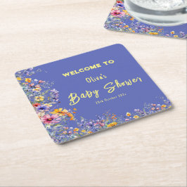Vilda blommor Baby Shower Pappersunderlägg Underlägg Papper Kvadrat