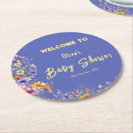 Vilda blommor Baby Shower Pappersunderlägg Underlägg Papper Rund