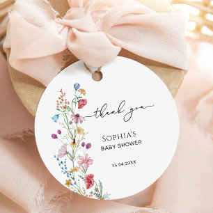 Vilda blommor Baby shower Tack Gåvor Etiketter