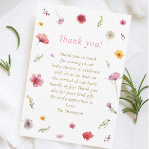 Vilda Blommor Baby Shower Tack Kort