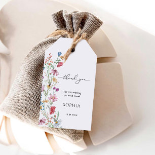 Vilda blommor Baby shower Tack Presentetikett