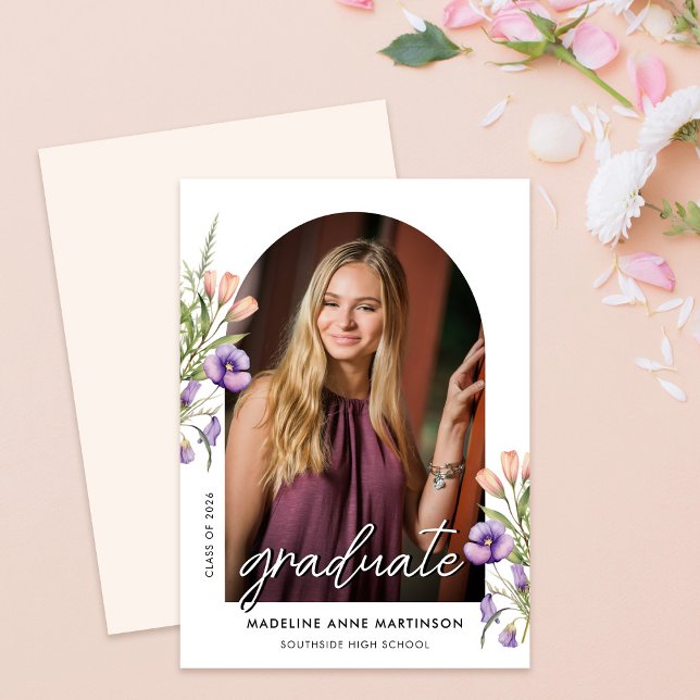 Vilda Blommor Båge Foto Examen Meddelande (Skapare uppladdad)