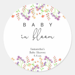 Vilda blommor - Bebis i blom Runt Klistermärke