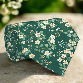 Vilda blommor blad natur grön mönster slips
