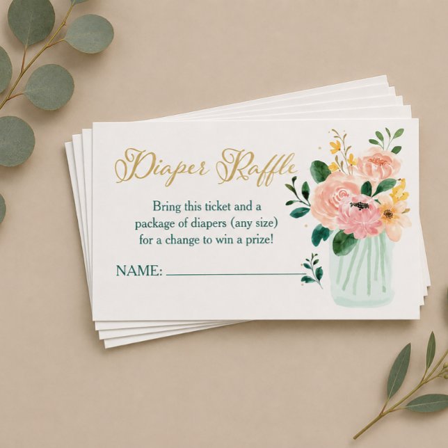 Vilda blommor Blommande blöja Lotteri Biljett  Tilläggskort (Wildflower Diaper Raffle Cards)