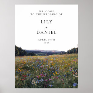 Vilda Blommor Blommig Äng Bröllops Välkomstskylt Poster