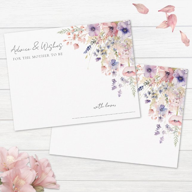 Vilda blommor Blommig Baby Shower Tips Tilläggskort (Wildflower Floral Baby Shower Advice Enclosure Card)