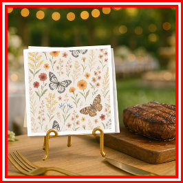 Vilda blommor Blommig | Boho Fjäril Servett
