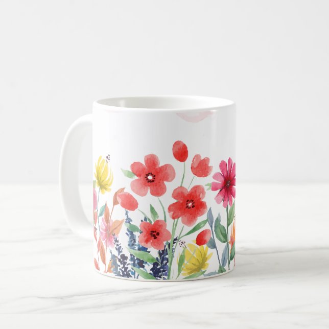 Vilda blommor Blommig, Botanisk trädgård, Färgrik  Kaffemugg (Framsida vänster)