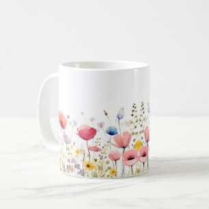 Vilda blommor Blommig, Botanisk trädgård, Färgrik Kaffemugg