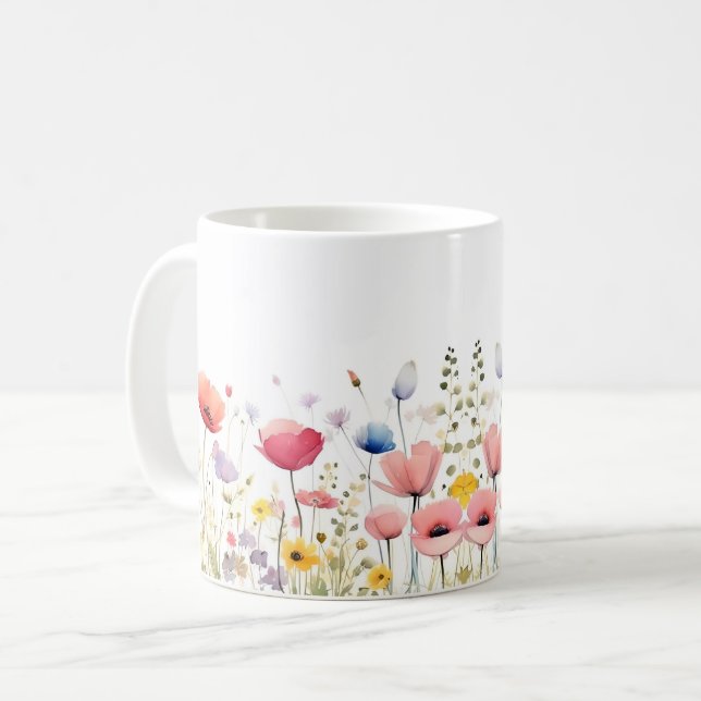 Vilda blommor Blommig, Botanisk trädgård, Färgrik  Kaffemugg (Framsida vänster)