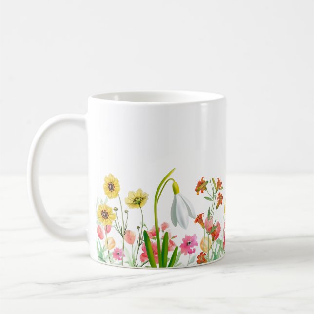 Vilda blommor Blommig, Botanisk trädgård, Färgrik  Kaffemugg (Vänster)