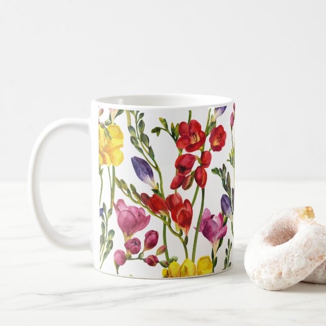 Vilda blommor Blommig, Botanisk trädgård, Färgrik  Kaffemugg (Med munk)