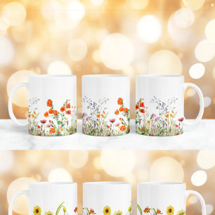 Vilda blommor Blommig, Botanisk trädgård, Färgrik Kaffemugg